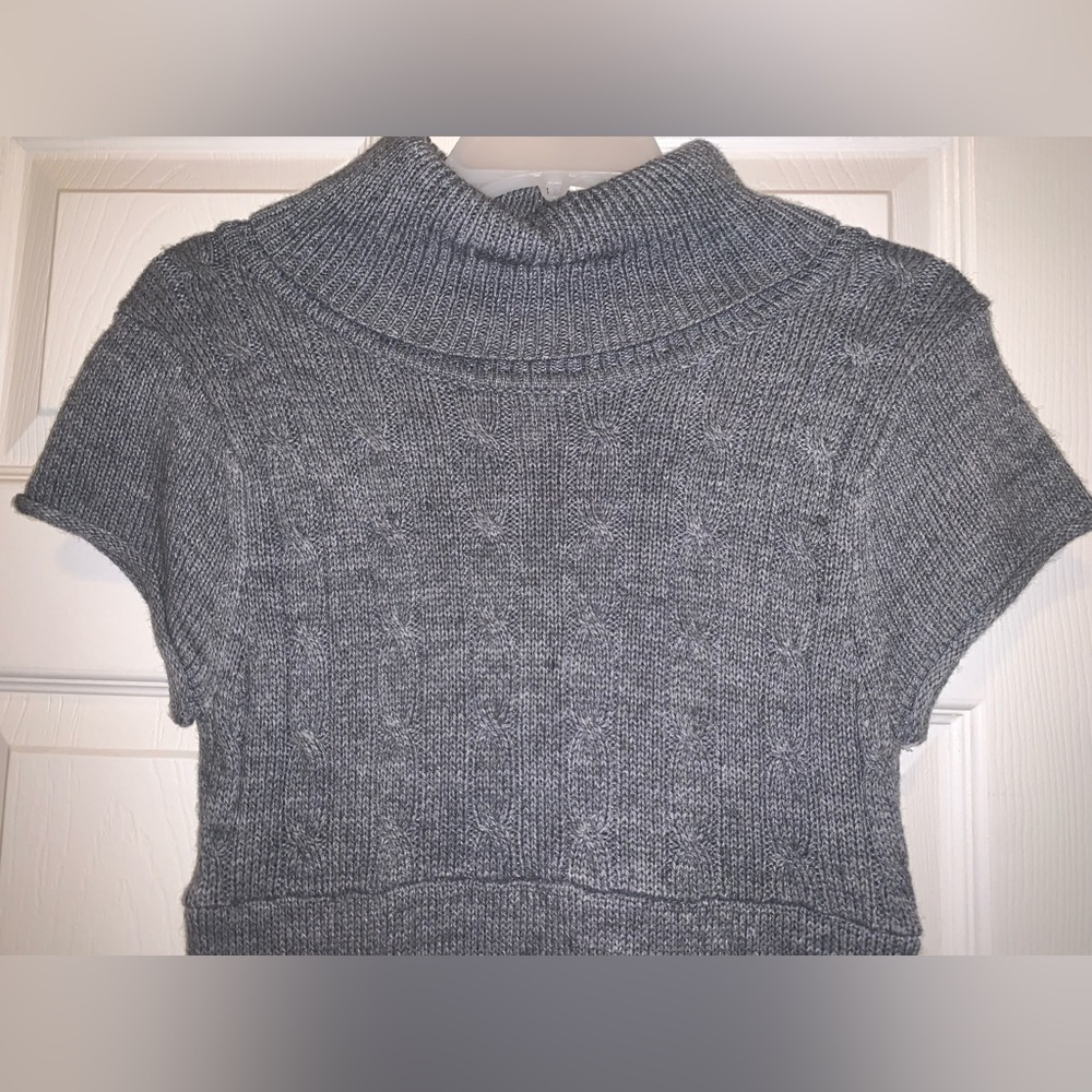 Gray Cable Knit Turtleneck Sweater